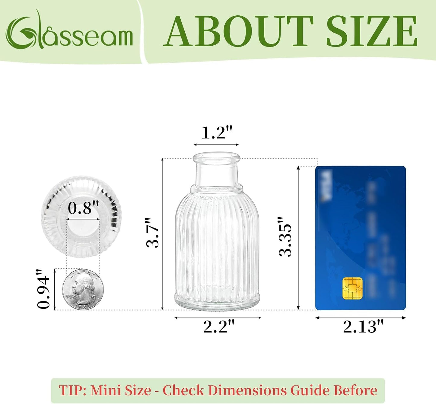 Glass Bud Vases for Centerpieces / Height: 3.7 / Clear / Set of 12