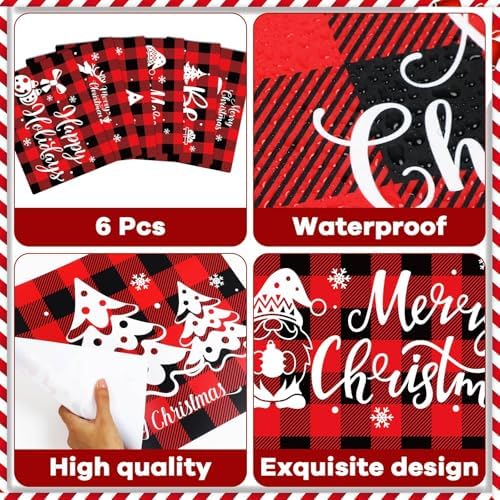 Christmas Placemats Set of 6 Red and Black Plastic Table Mat 17×13×0.04in