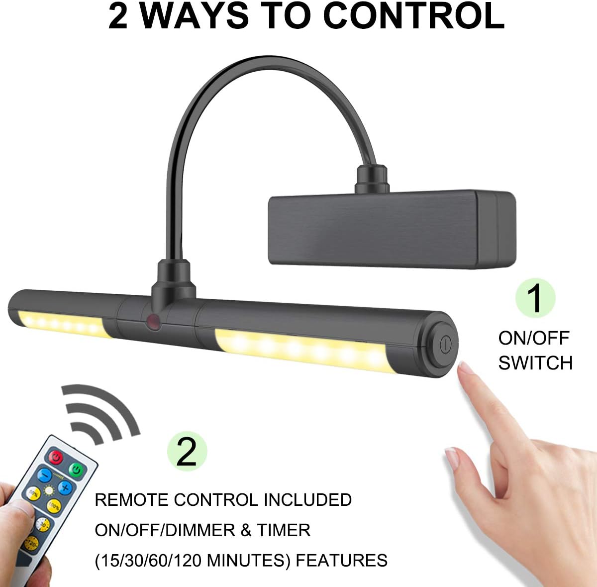 LUXSWAY Picture Light Battery Powered, Wireless Painting Lights with Remote, 3 Modes Brightness Art Display Lighta, 8.9