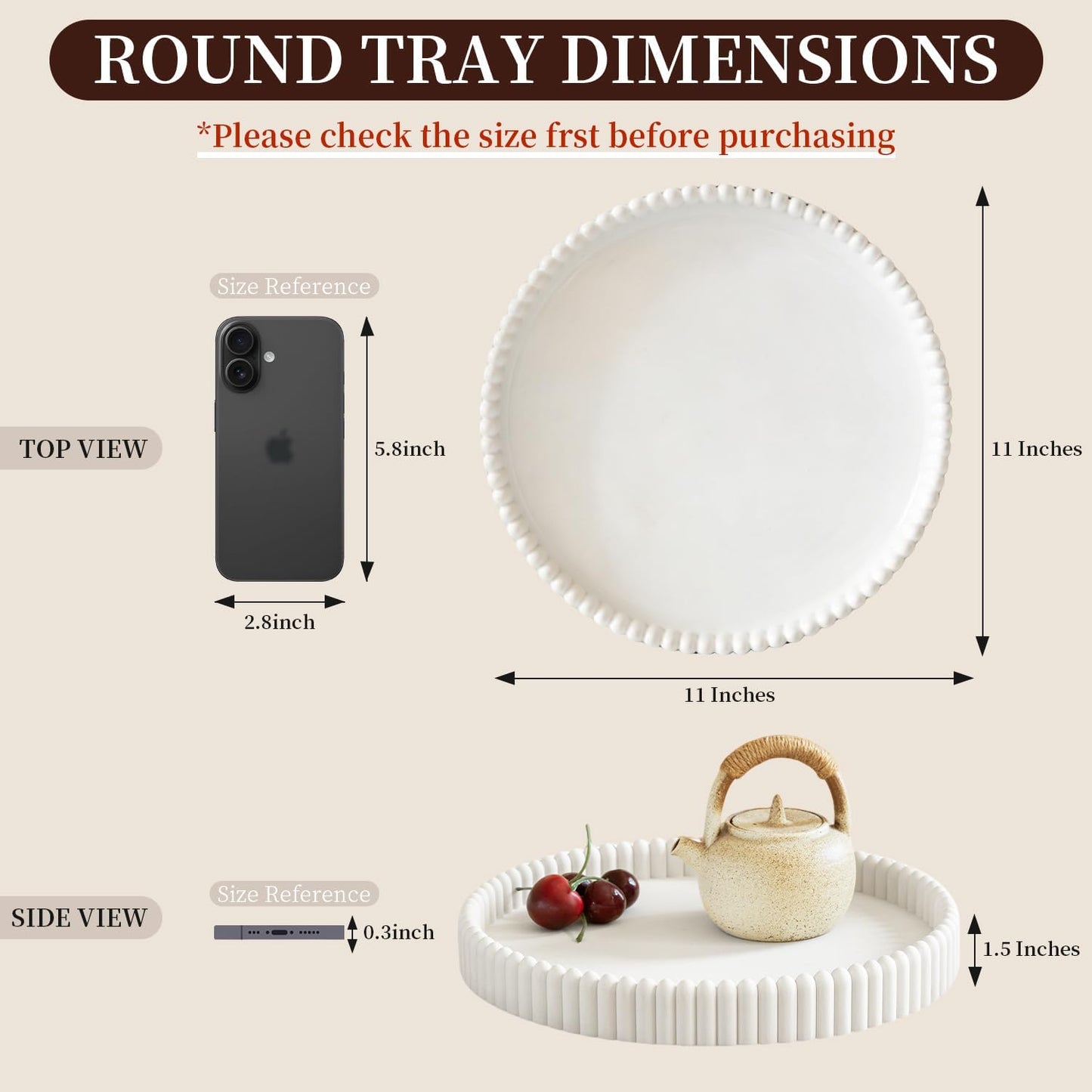 Coffee Table Tray / White / Set of 11