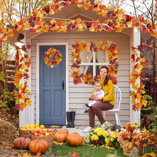 4Pack 23.6FT Fall Leaves Garland for Thanksgiving Wedding Fall Decorations