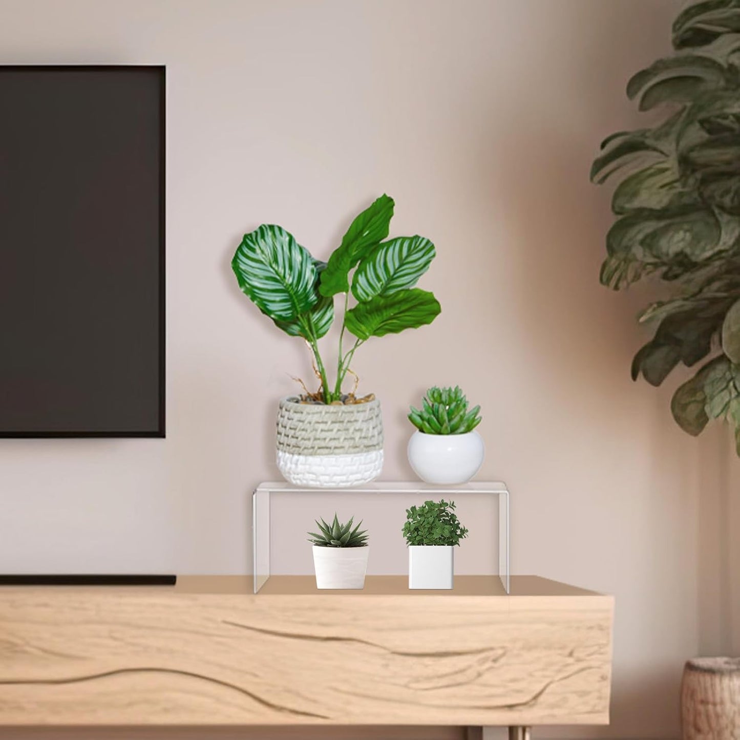 RattanView 3 Pcs Extra Large 12,11,10.25 Inch Acrylic Display Risers Clear Acrylic Shelf Riser Display Stands 5 mm