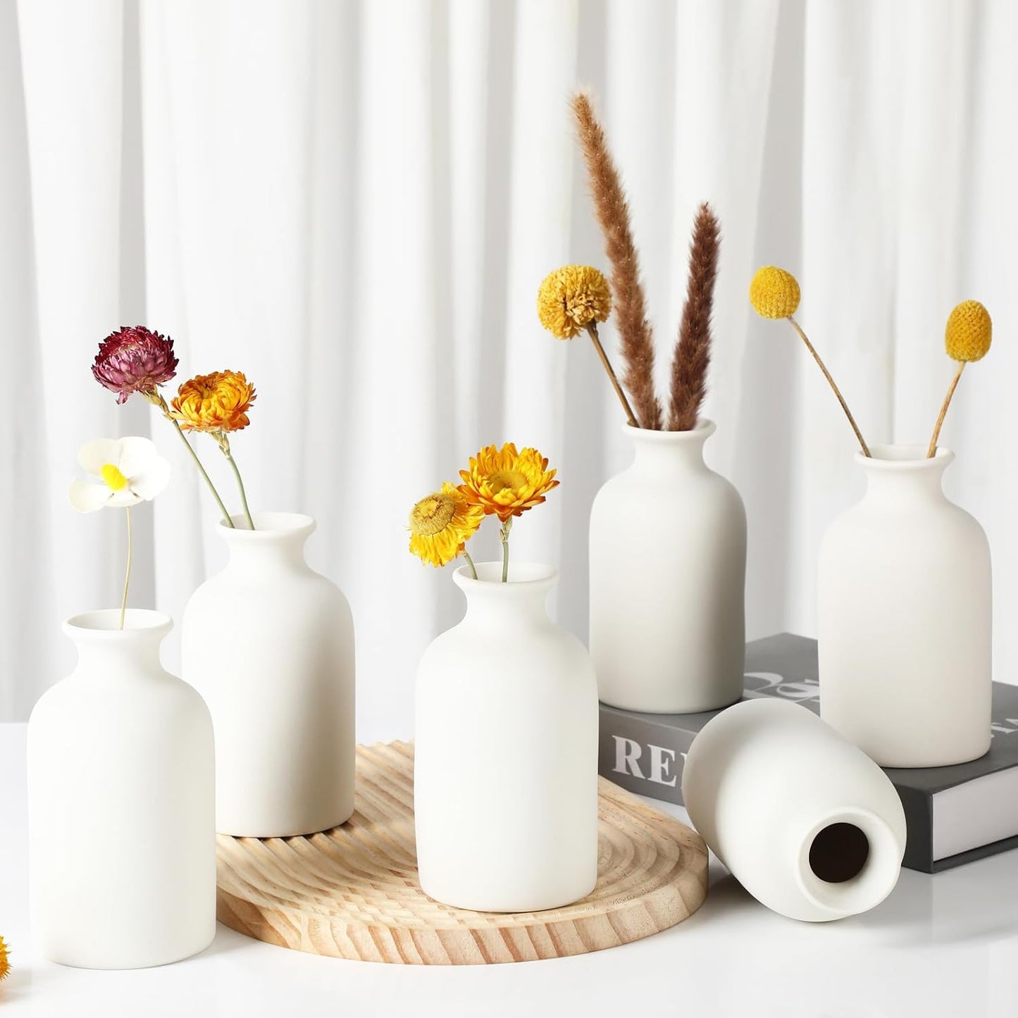 White Vase Ceramic Vases / Medium / White-a / 5.6 Inch / Set of 6