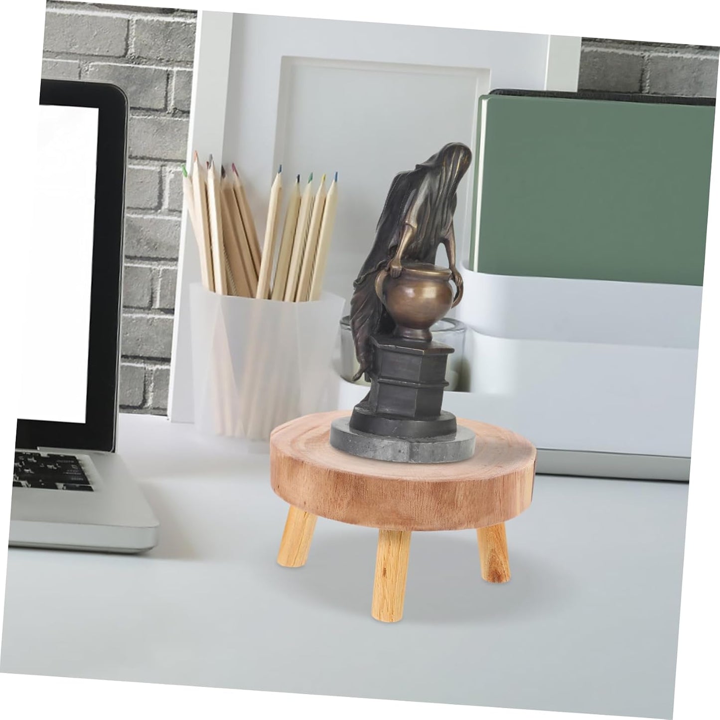 Mini Wooden Stool Display Stand Plant Stand Wood Flower Pot Holder Garden Plant Pot Riser Stand