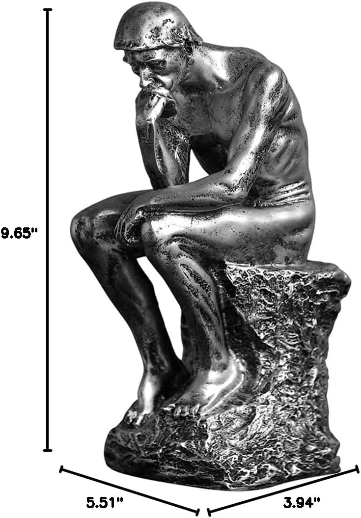 Resin Thinker Statue Thinker Figurine Thinking Man Sculptures / Silver