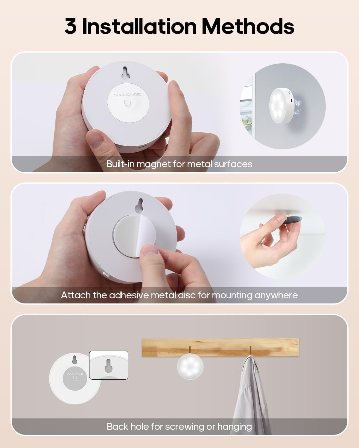 Puck Lights with Remote, Rechargeable White&13 RGB Colors Tap Lights, 6Pack | Under Cabinet Lights with Dimmer and