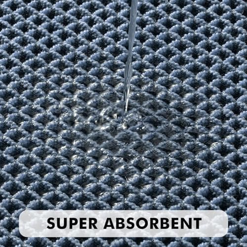 MIULEE Set of 2 Waffle Bathroom Rugs Bordered Bath Mat Blue 18x30 Inch
