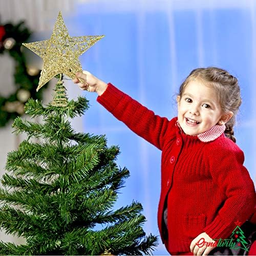 Silver Star Christmas Tree Topper - Gold Ornament Holiday Decoration 9 Inch