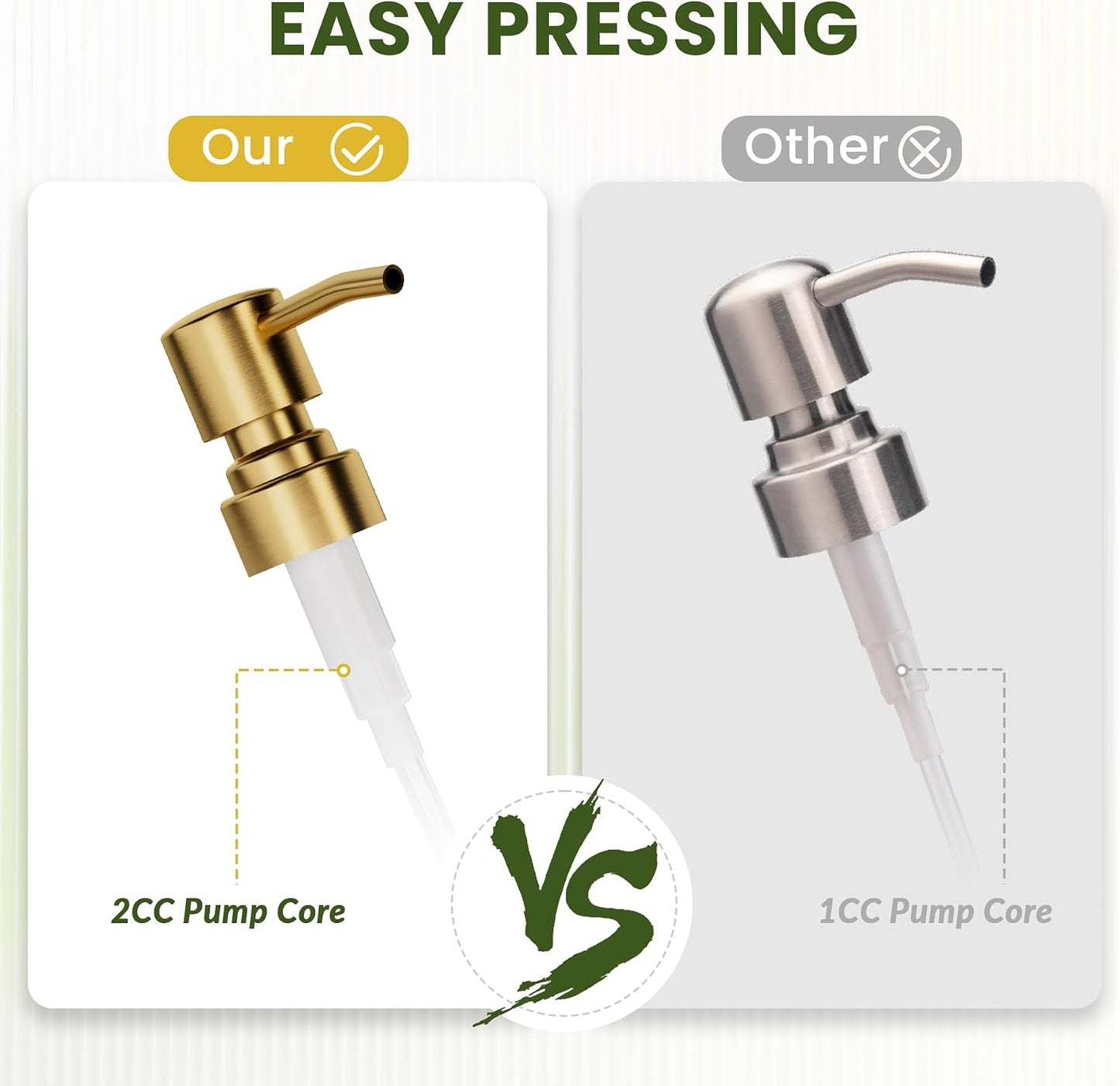 AmazerBath Soap Dispenser, 2 Pack Glass Soap Dispenser with Pump Stainless Steel, 17 Oz Clear Gold Hand Soap Dispensers