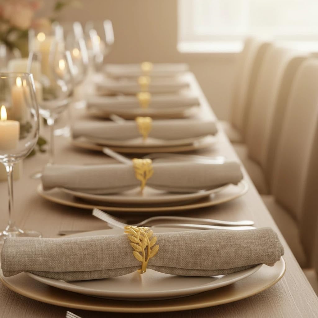 100 Pcs Gold Napkin Rings Bulk Delicate Napkin Holder for Dining Wedding Party Banquet Table Decroration Christmas and