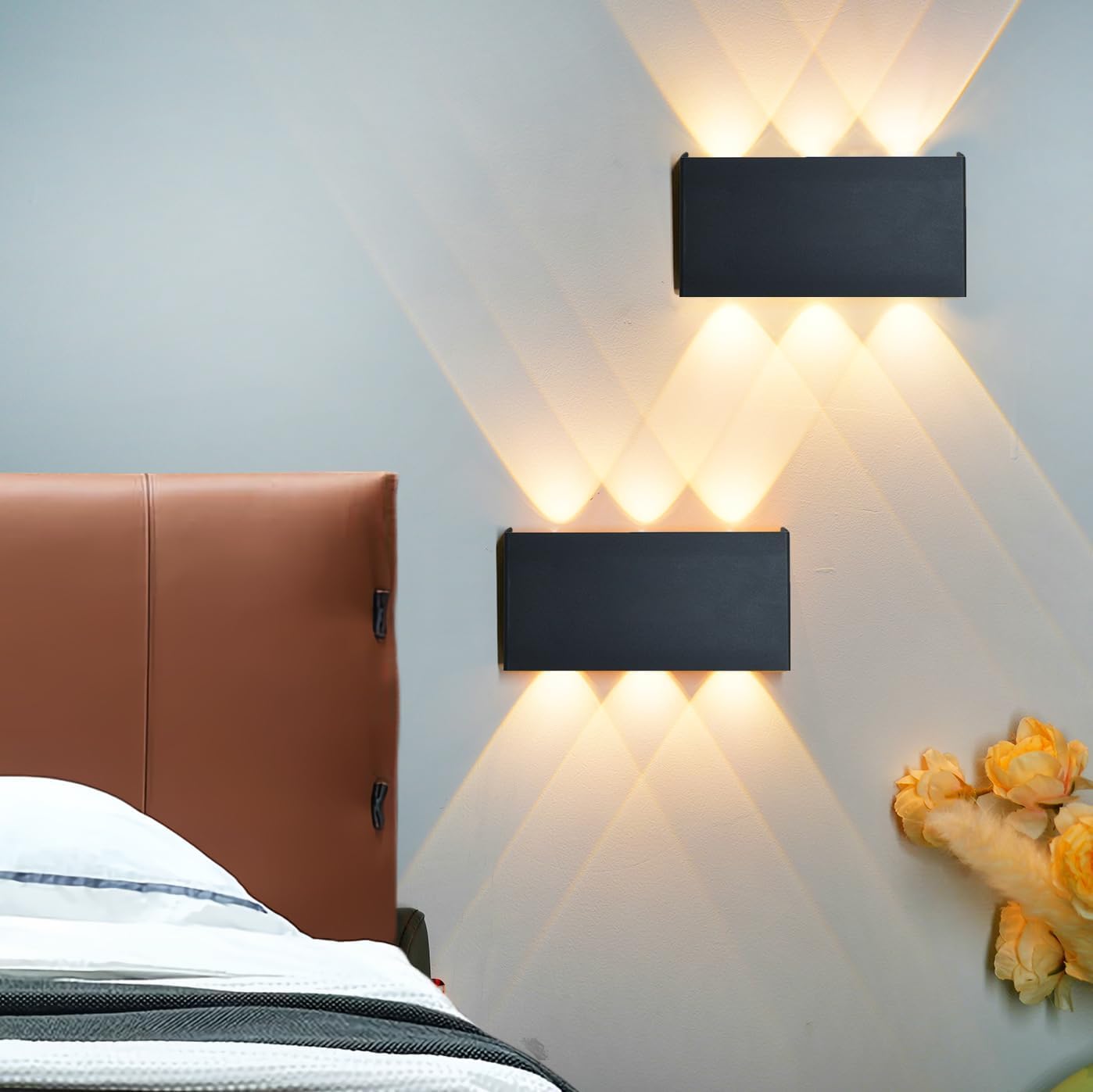 Shelprojsu 2 Pcs LED Magnetic Wall Sconce Lights,5000mAh Wireless Bedside Wall Light USB Rechargeable Reading Wall