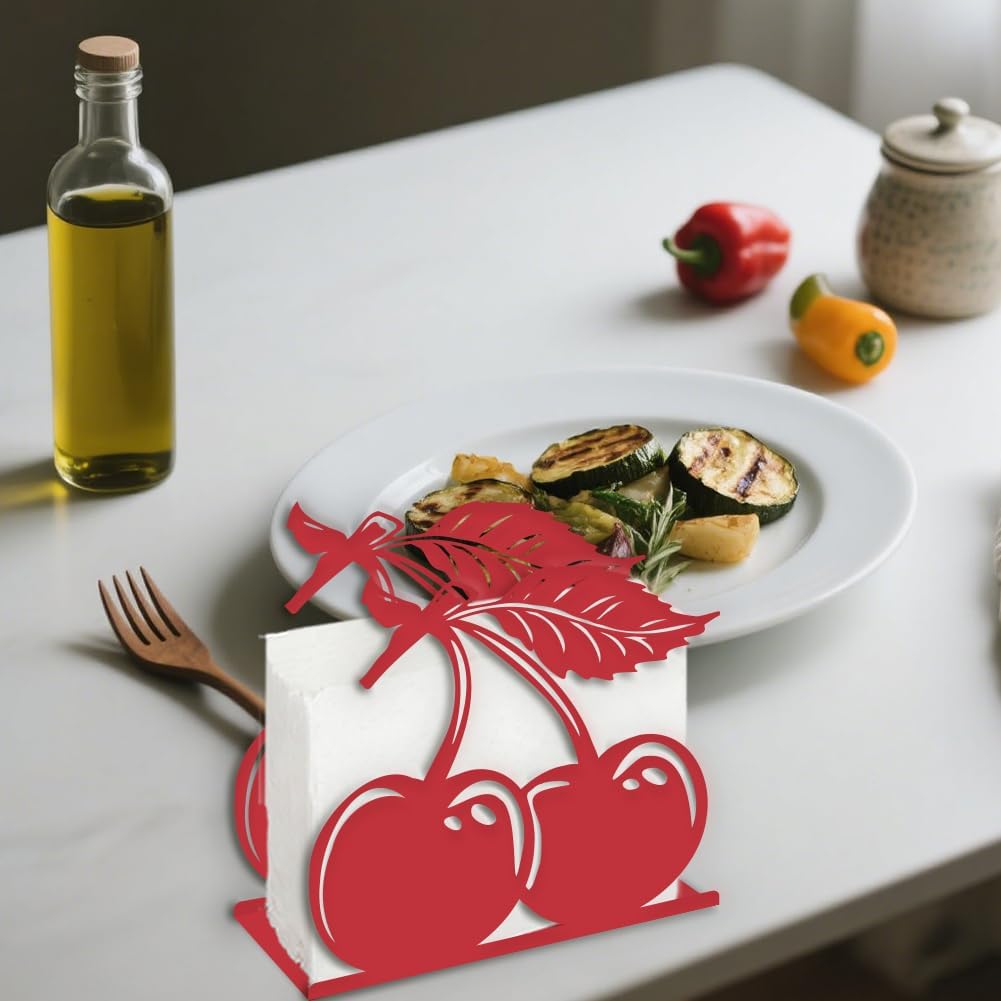 Napkin Stand Metal Tissue Holder Organizer Paper Napkins Holders / Cherry / Red