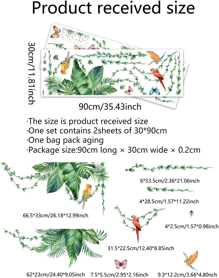 Jungle Wall Decals Peel and Stick / Green-a