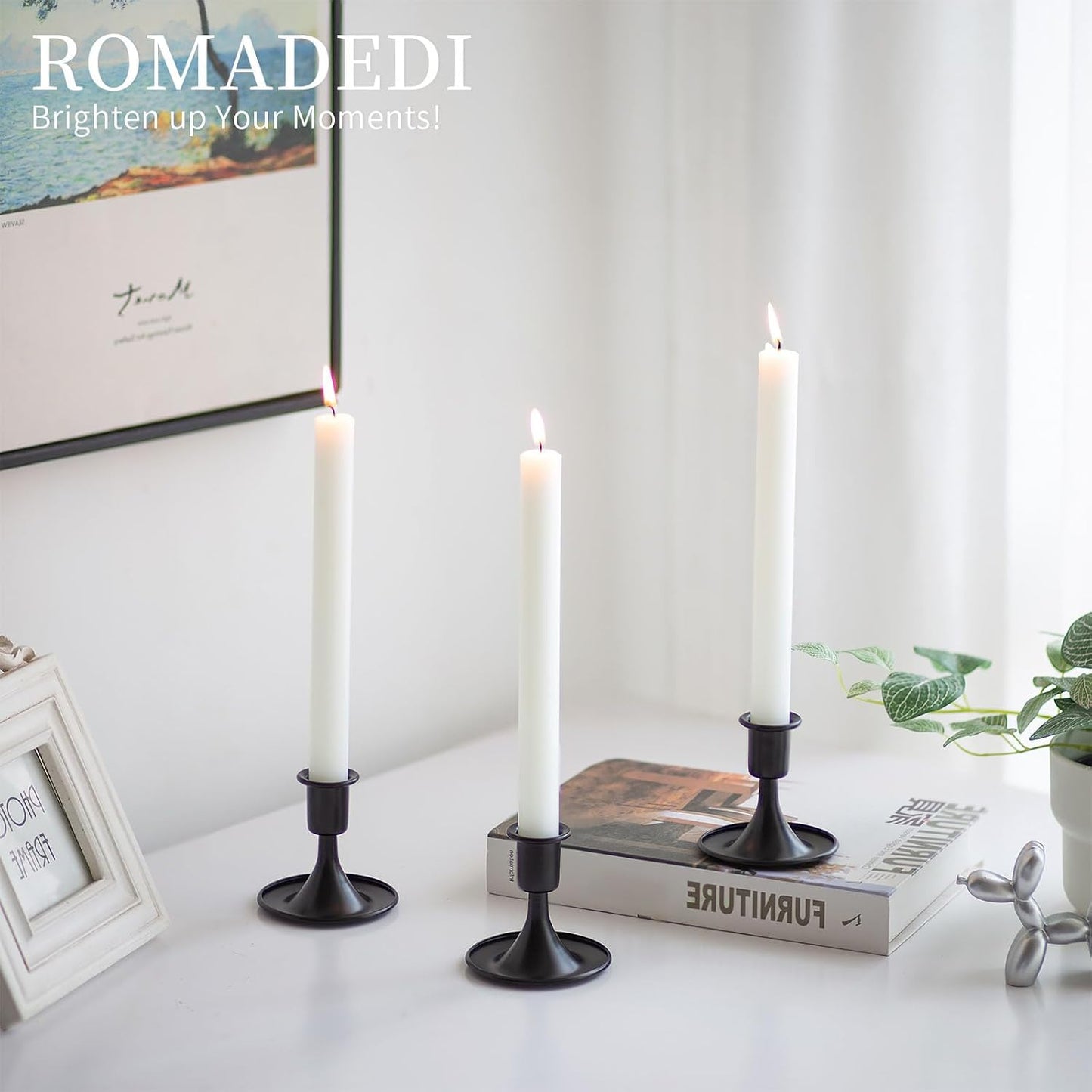 Black Candlestick Candle Holders for Taper ：12 PCS Romadedi Candle Stick Holder Set Vintage Table Centerpiece Halloween
