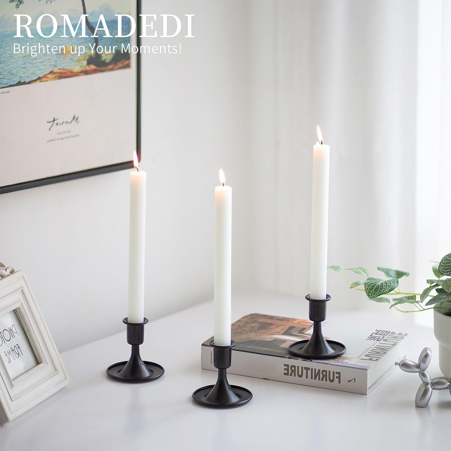 Black Candlestick Candle Holders for Taper ：12 PCS Romadedi Candle Stick Holder Set Vintage Table Centerpiece Halloween