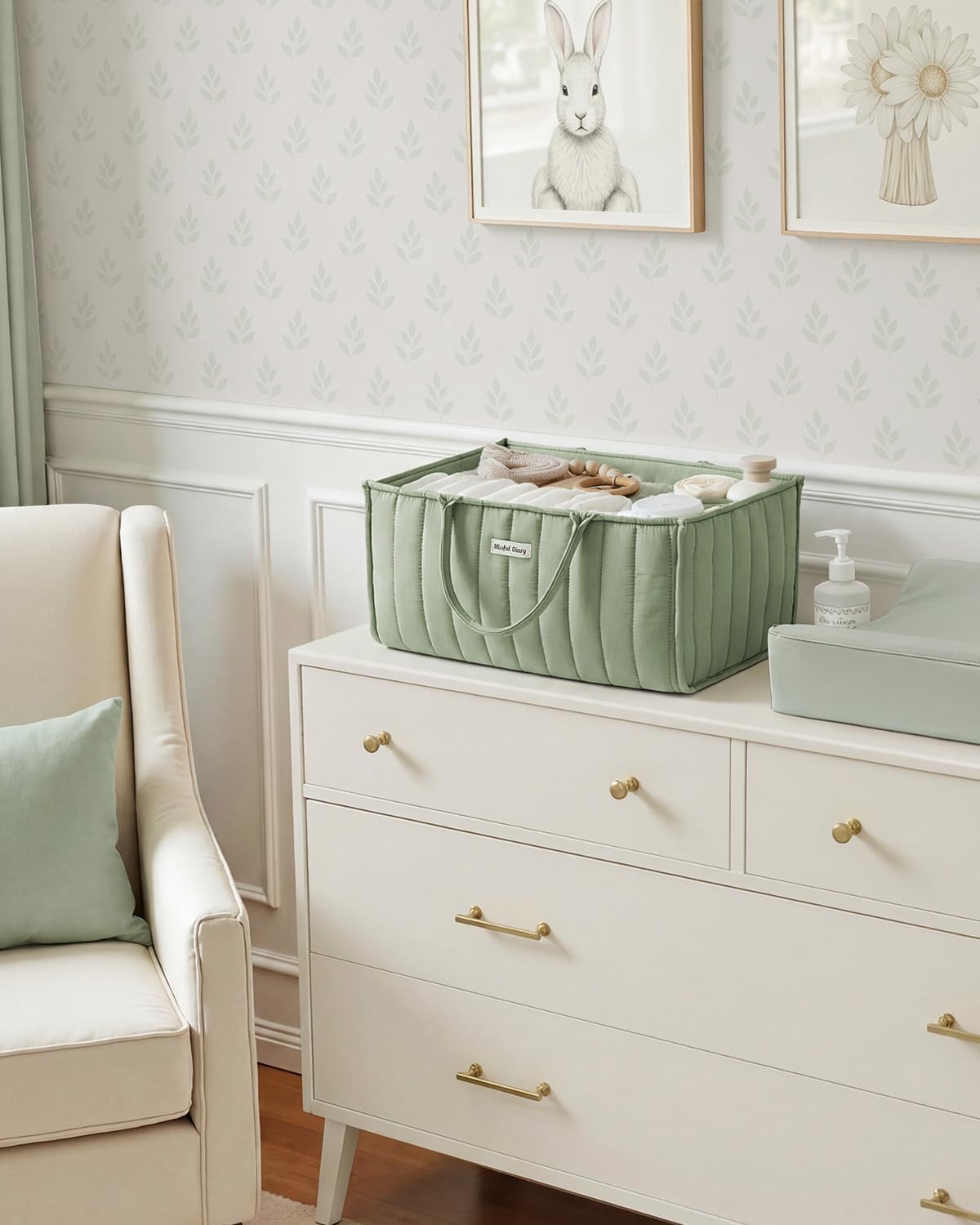 Baby Diaper Caddy Organizer / Sage Green