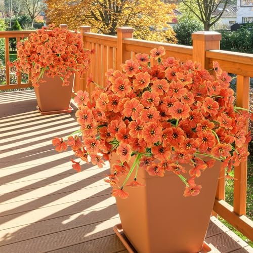 12 Bundles Artificial Mums for Outdoors Decor, UV Resistant Fall Flowers