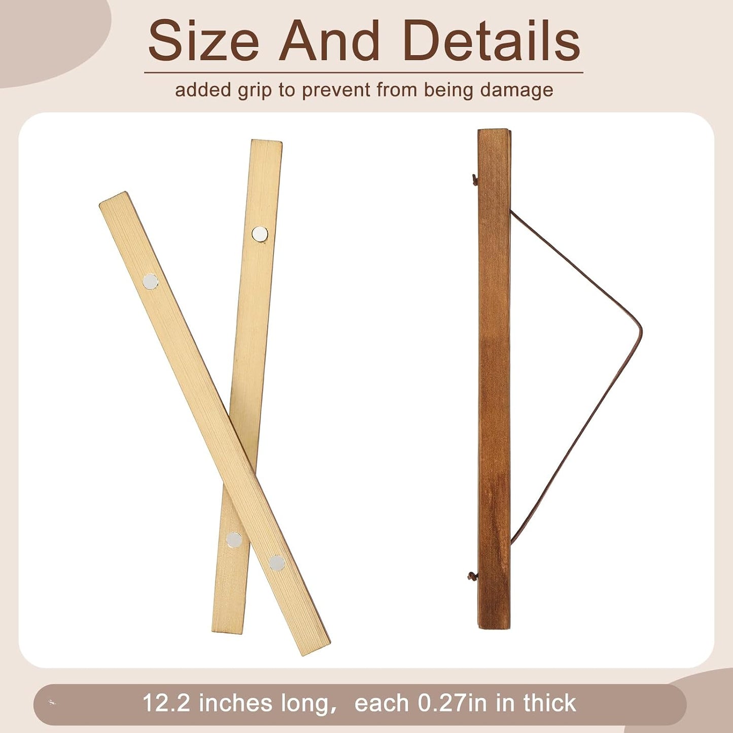 Thyle 10 Pack Magnet Poster Hanger Frame 12x16 12x18 12x24 Light Pine Wood Magnetic Rails Hanging Frame with Rope