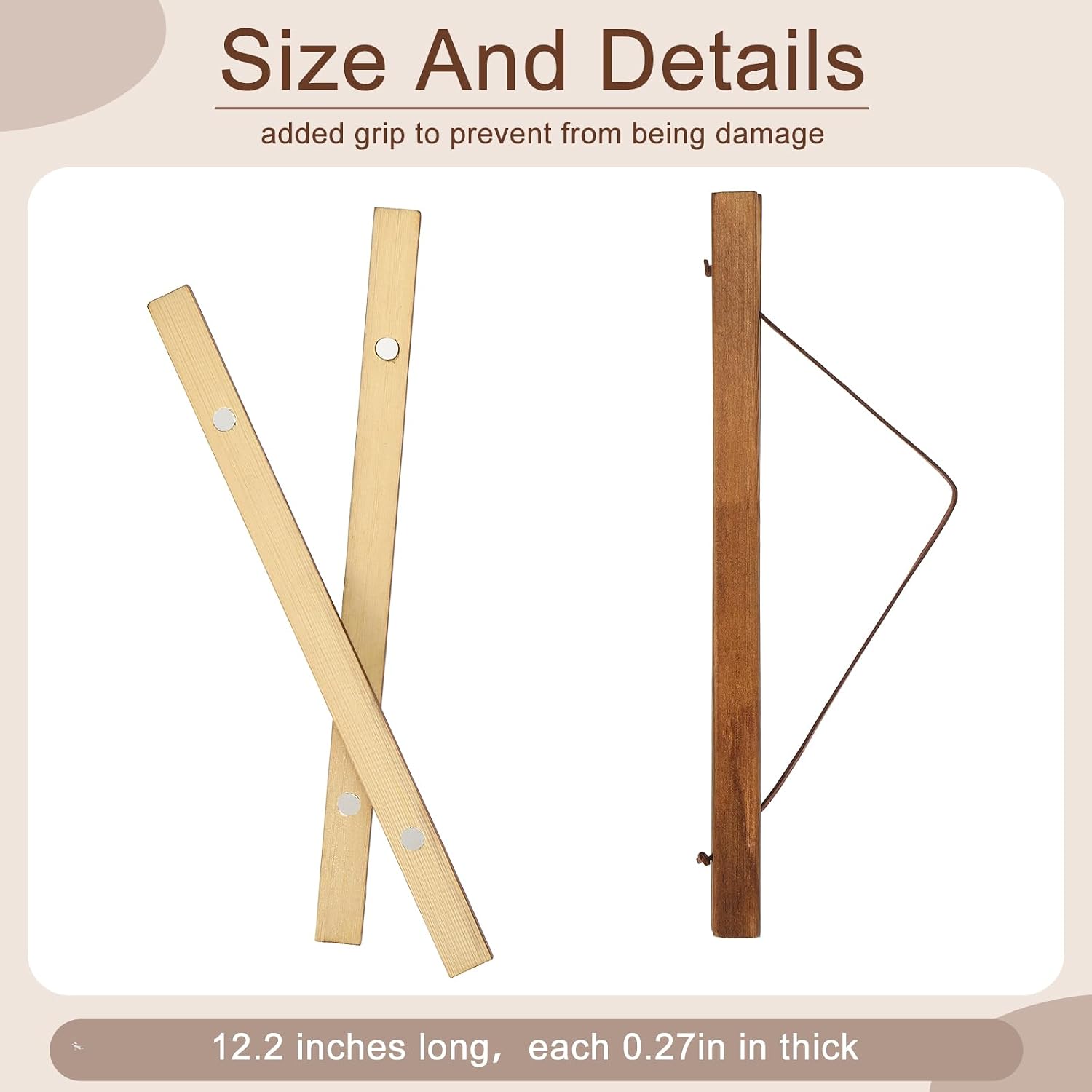 Thyle 10 Pack Magnet Poster Hanger Frame 12x16 12x18 12x24 Light Pine Wood Magnetic Rails Hanging Frame with Rope