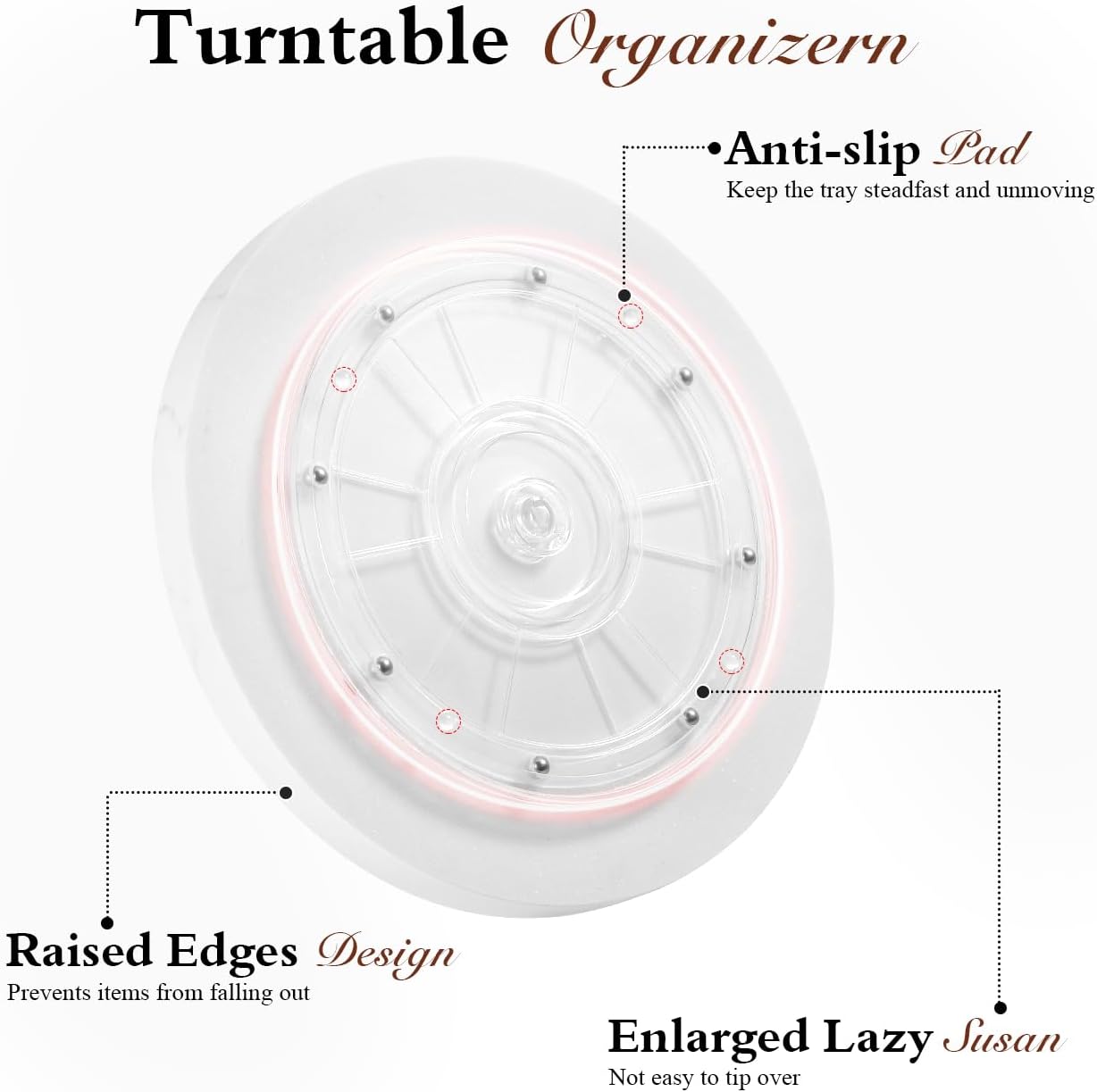 Marble Round Tray / Gravel White / Rotatable 10.63 / 10.63 Inch