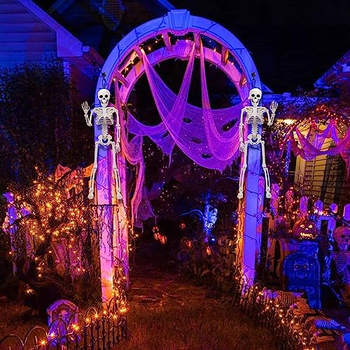 XIMISHOP 2pcs Skeleton Halloween Decoration, 16” Hanging Plastic Skeleton
