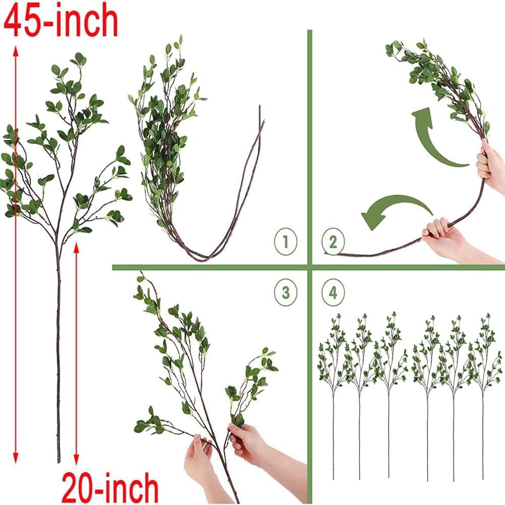 Artificial Branches Plants Greenery Stems Faux Branches for Vase Plant Artificial / Green / Set of 6
