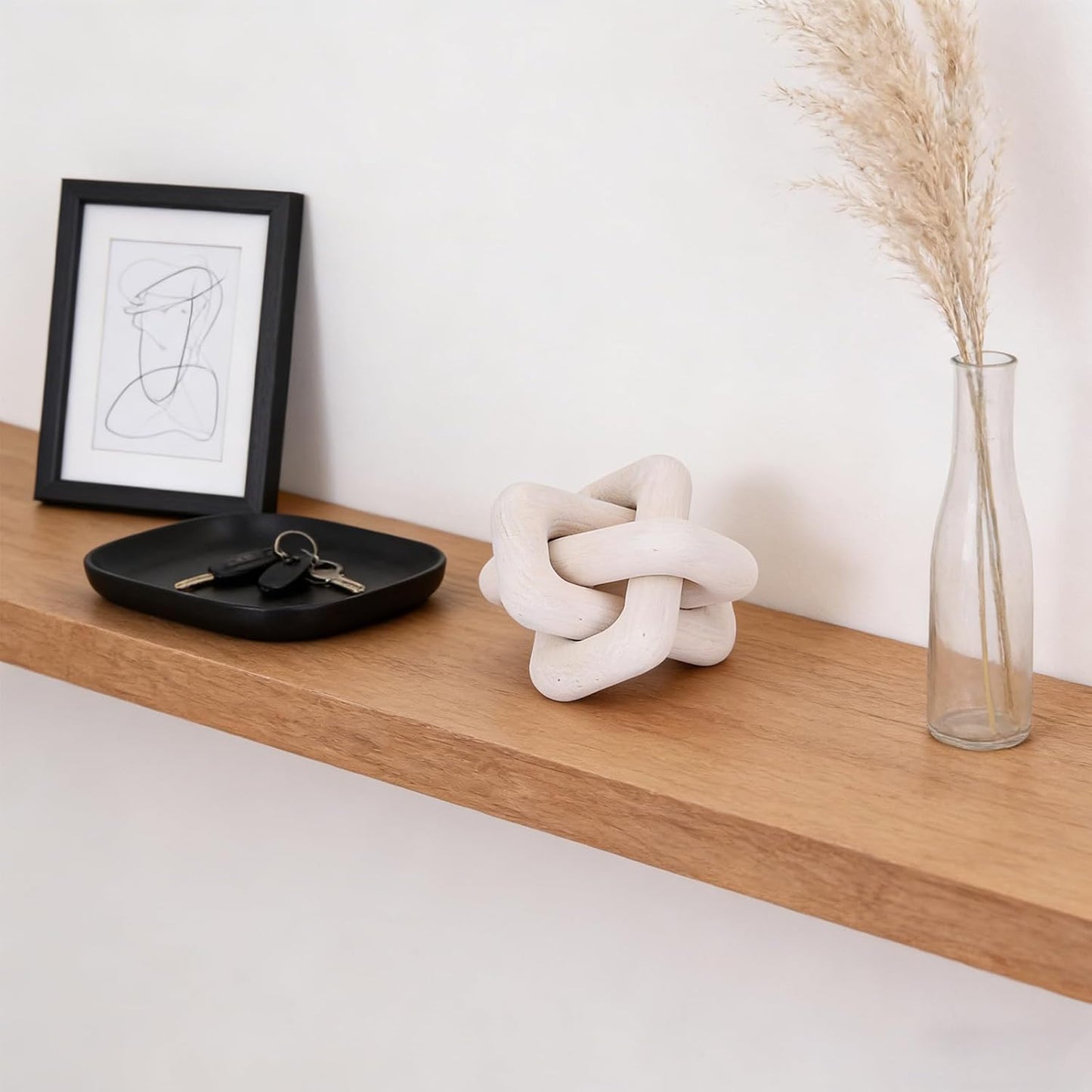 Wooden Knot Decoration Bohemian Decoration Hand-Carved Knot Autumn Winter Home Decor / White
