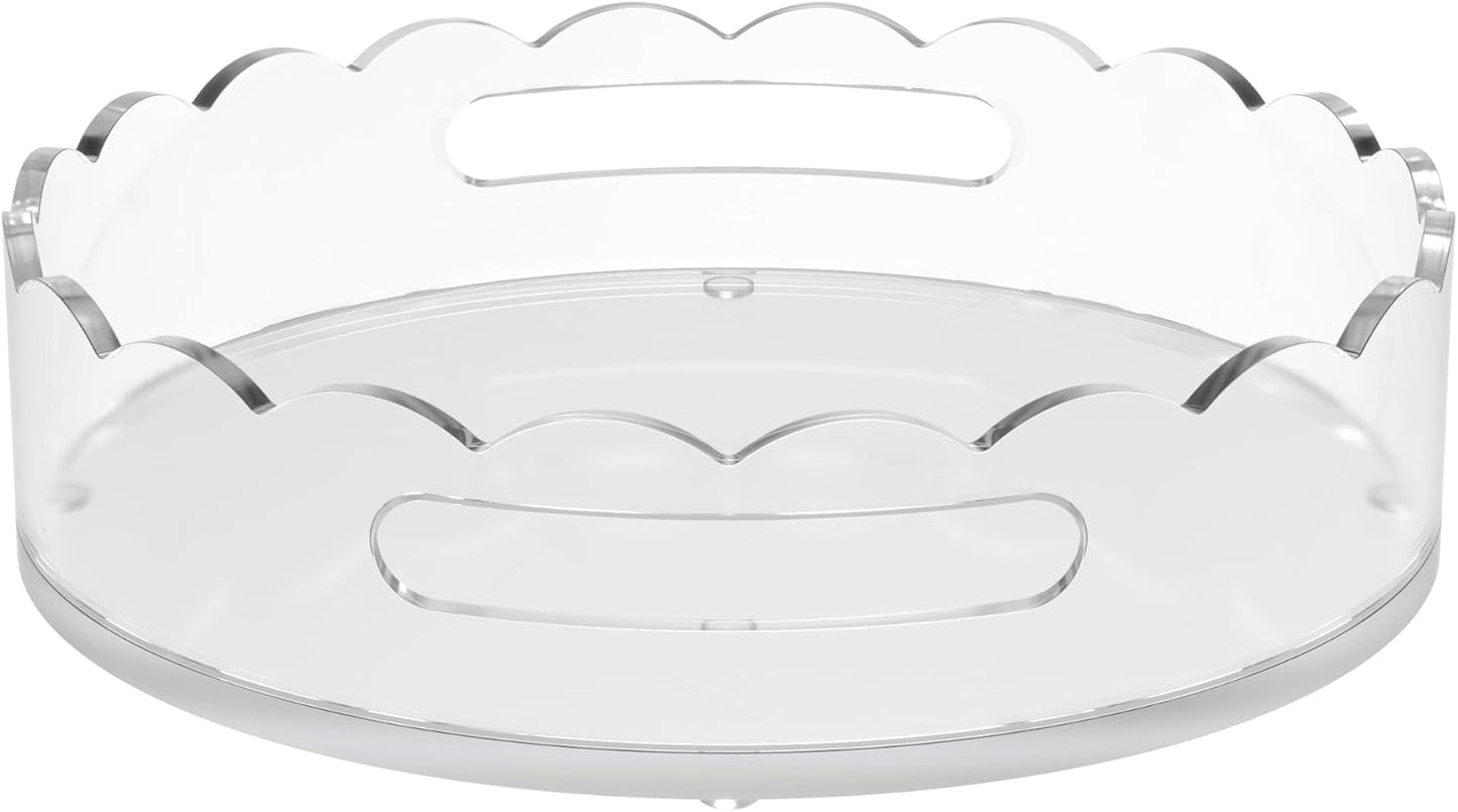 10" Scalloped Round Acrylic Tray / Clear