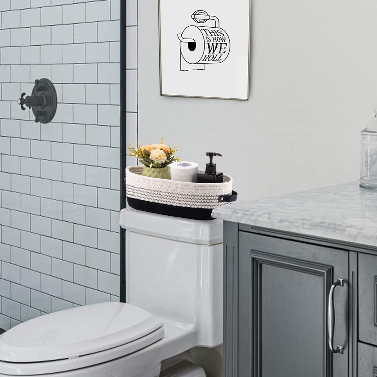 Toilet Paper Holder Basket / Black
