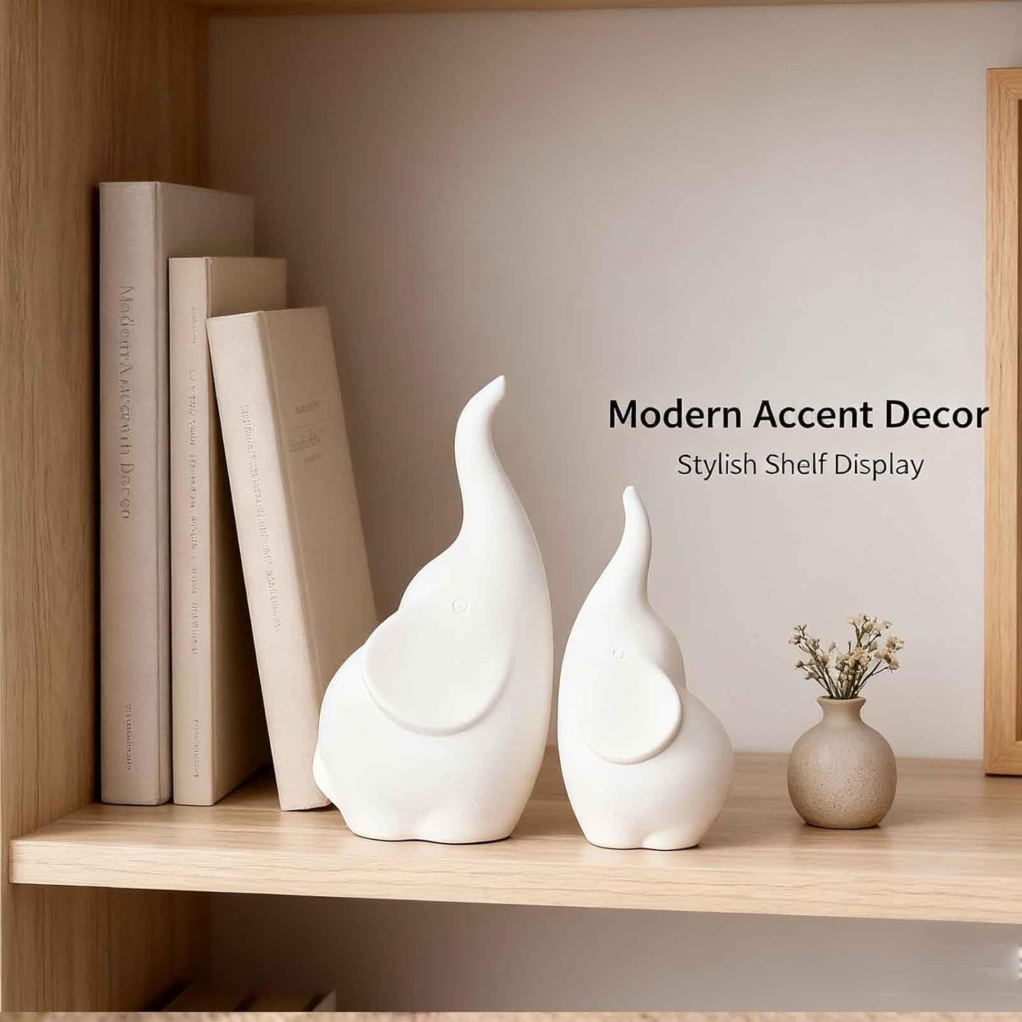 Ceramic Elephant Figurines / White