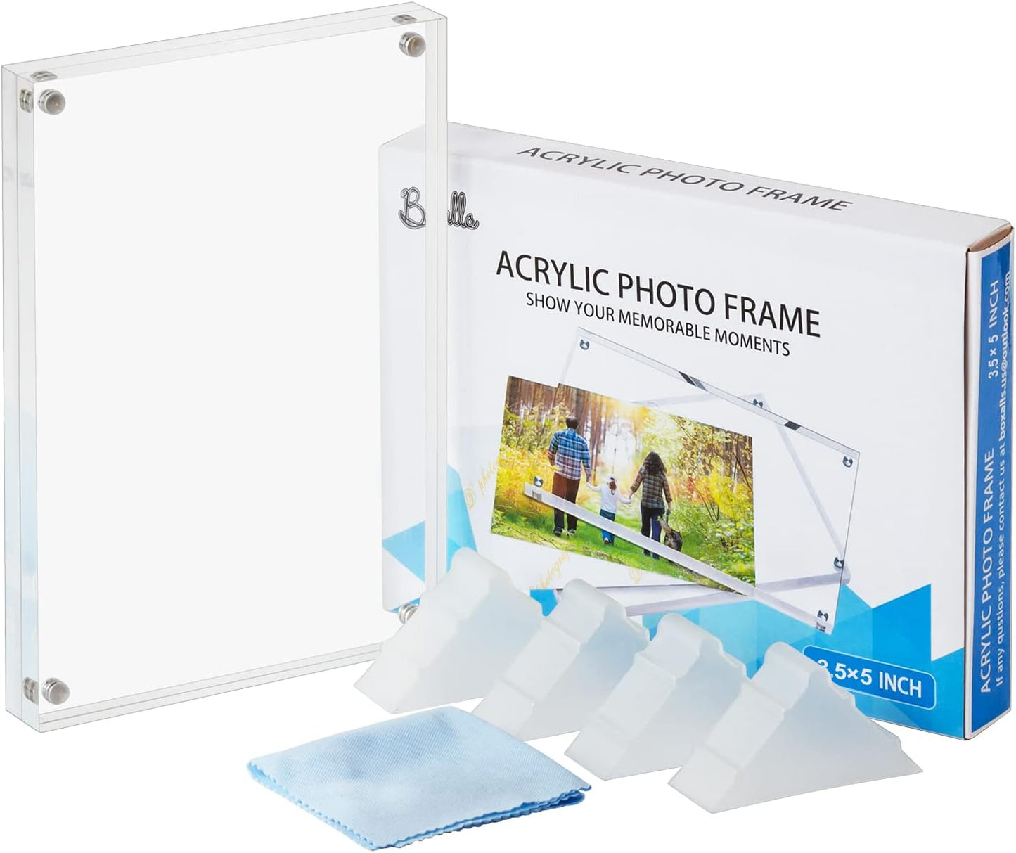 Boxalls 3.5x5 Inches Acrylic Picture Frames - 5 Pack, Clear Frameless 3.5x5 Photo Frames with Magnetic, Double Sided