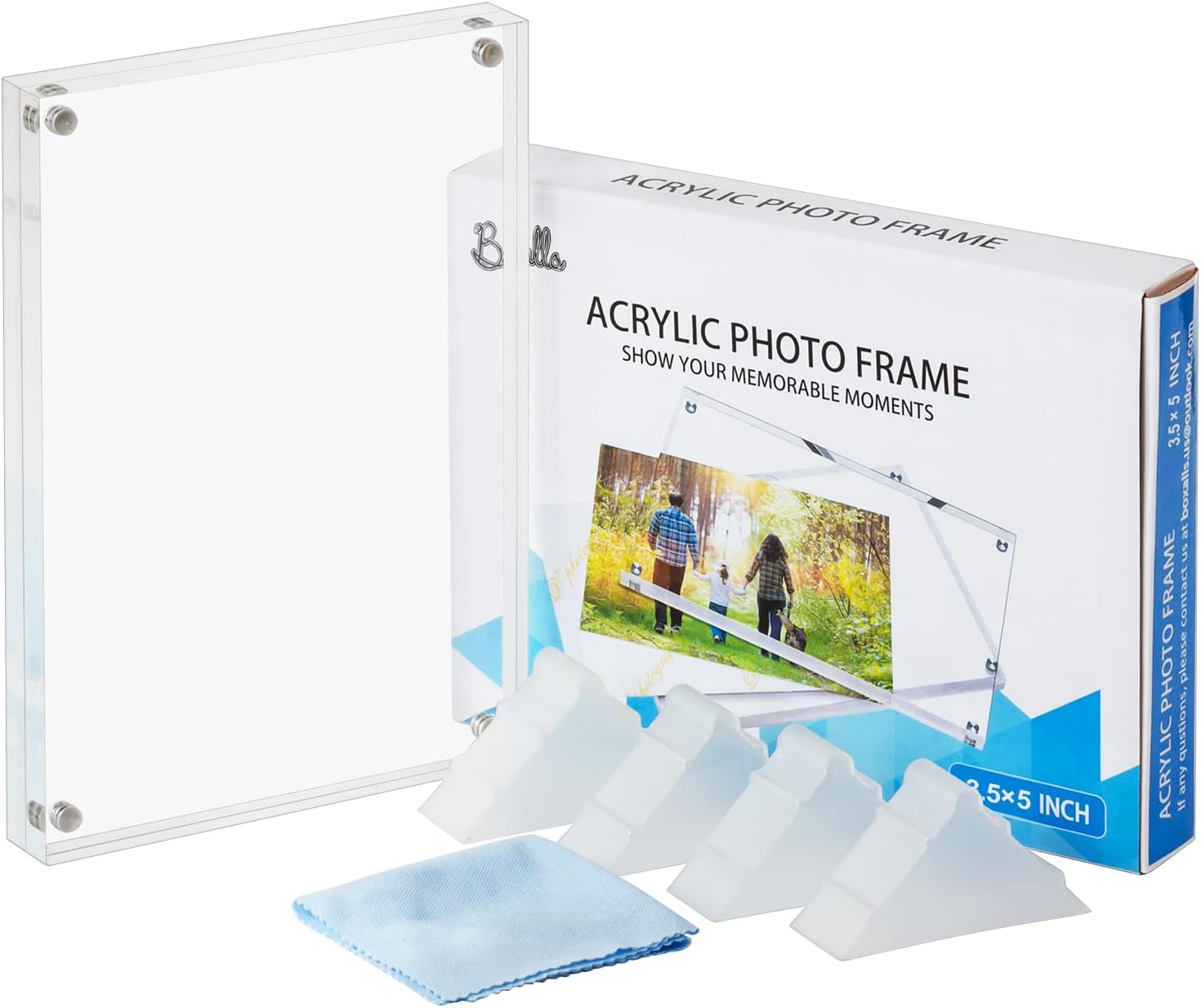 Boxalls 3.5x5 Inches Acrylic Picture Frames - 5 Pack, Clear Frameless 3.5x5 Photo Frames with Magnetic, Double Sided