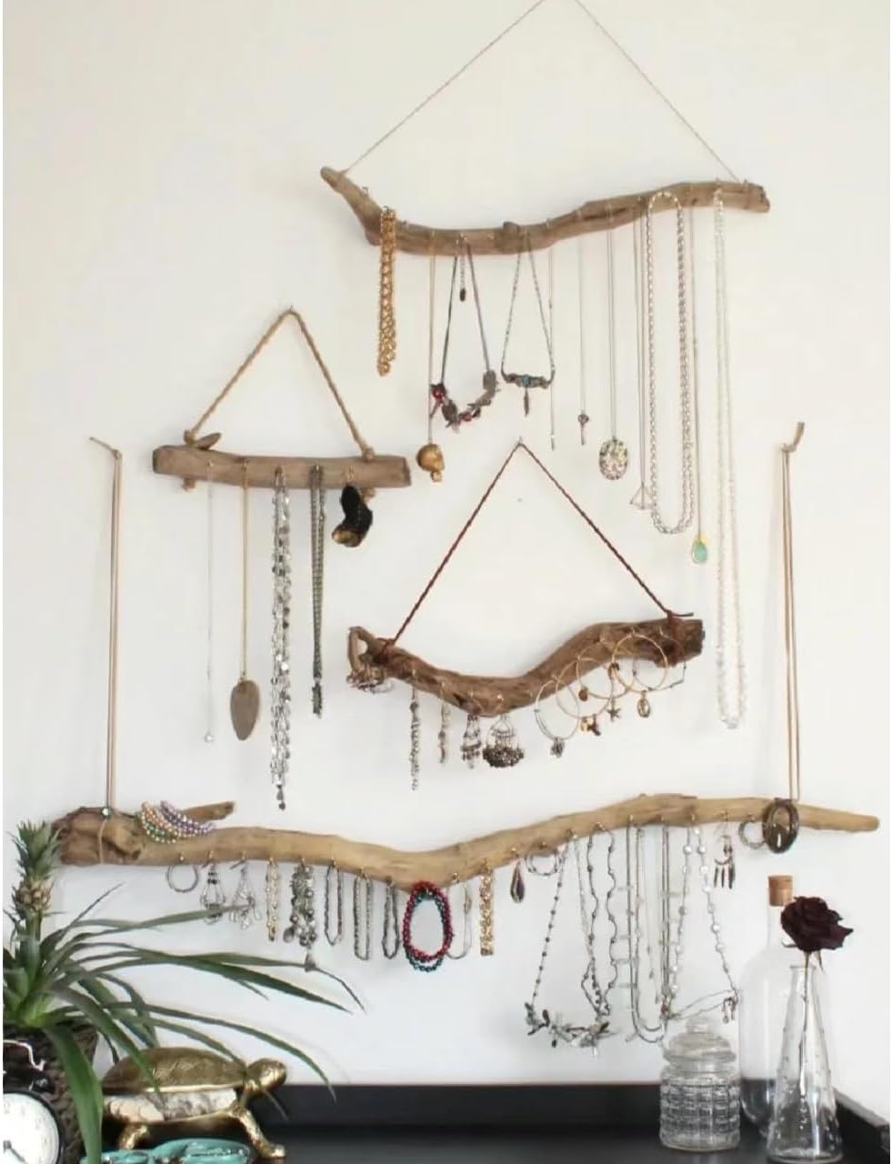 Driftwood Decorative Branches Farmhouse Home Wall Hanging Decor / Natural / 15 Inch / Set of 2