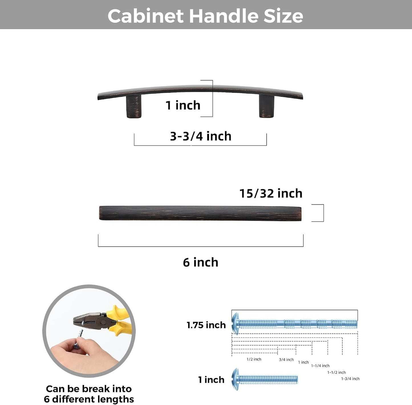Curved Cabinet Pulls Drawer Pulls / 3.75" Hole Center / Oil Rubbed Bronze / Set of 5