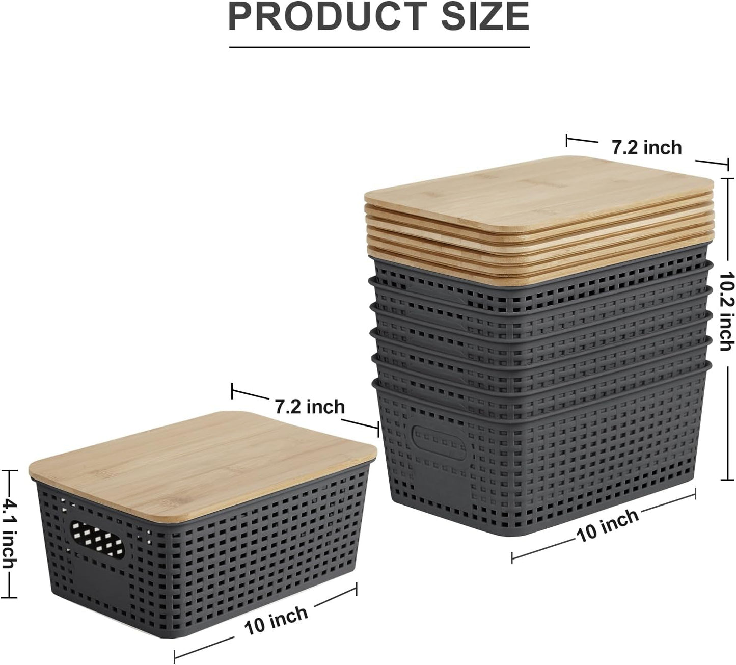 Plastic Storage Bins / Gray / Small / Set of 6
