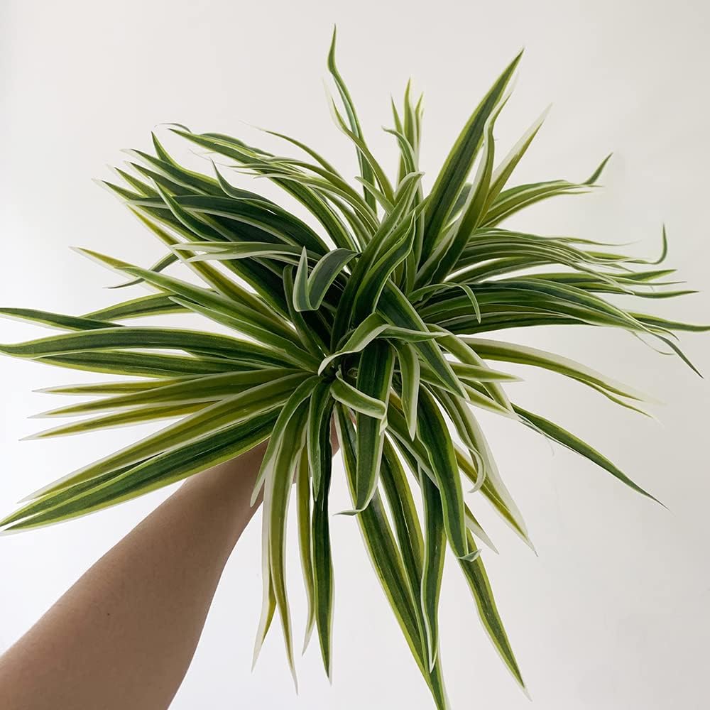 Artificial Spider Leaves Plant Simulation Greenery Grass Faux Chlorophytum Orchid Bush / Set of 3