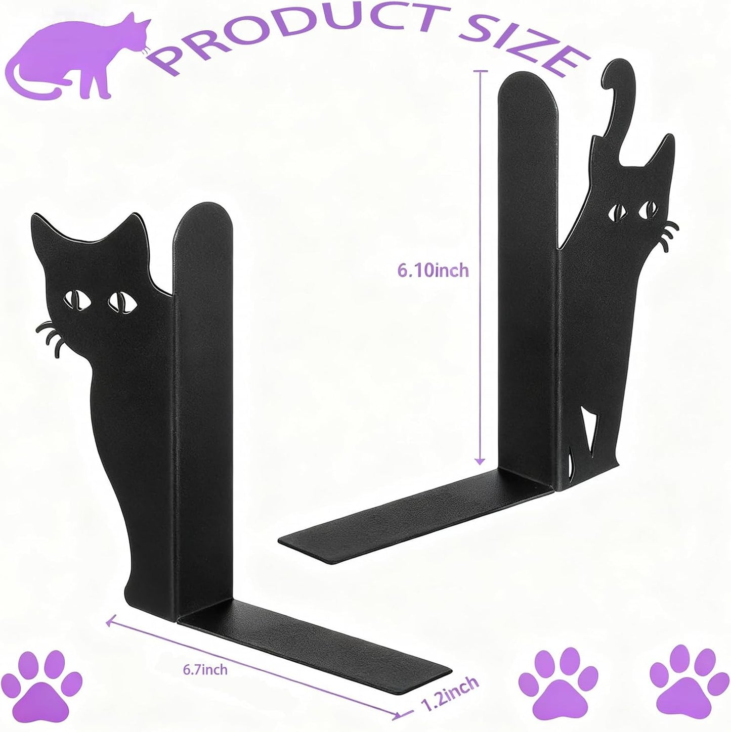 Heavy Duty Metal Bookends for Study & Office Bookshelf / Set of 2