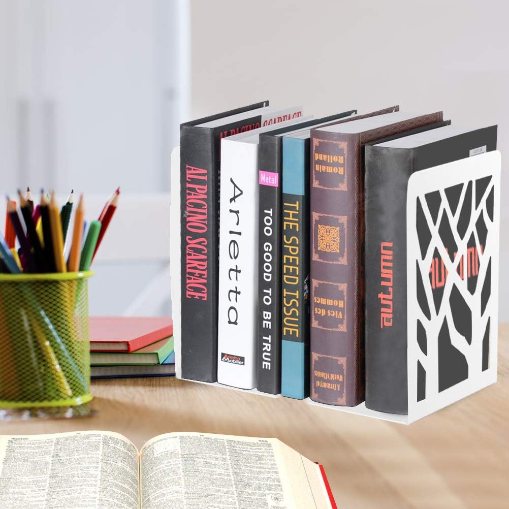 White Metal Book Shelf Holder Home / White-2 Pair