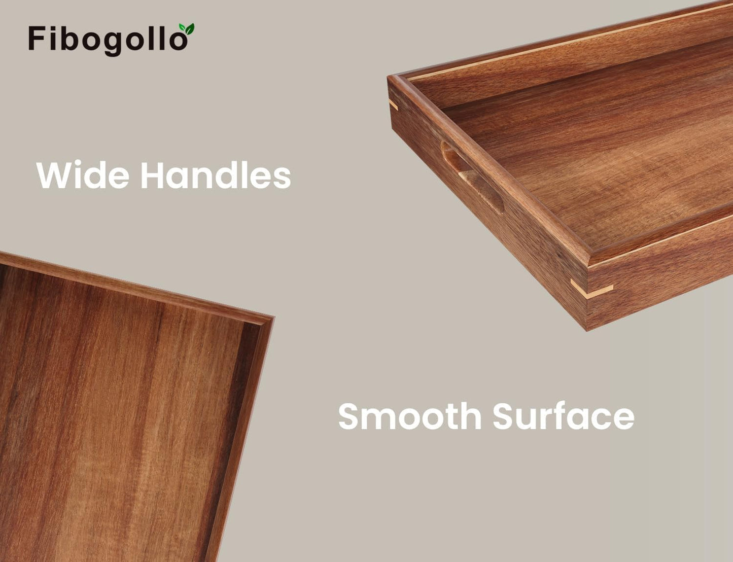 Acacia Wood Serving Tray / Set of 2