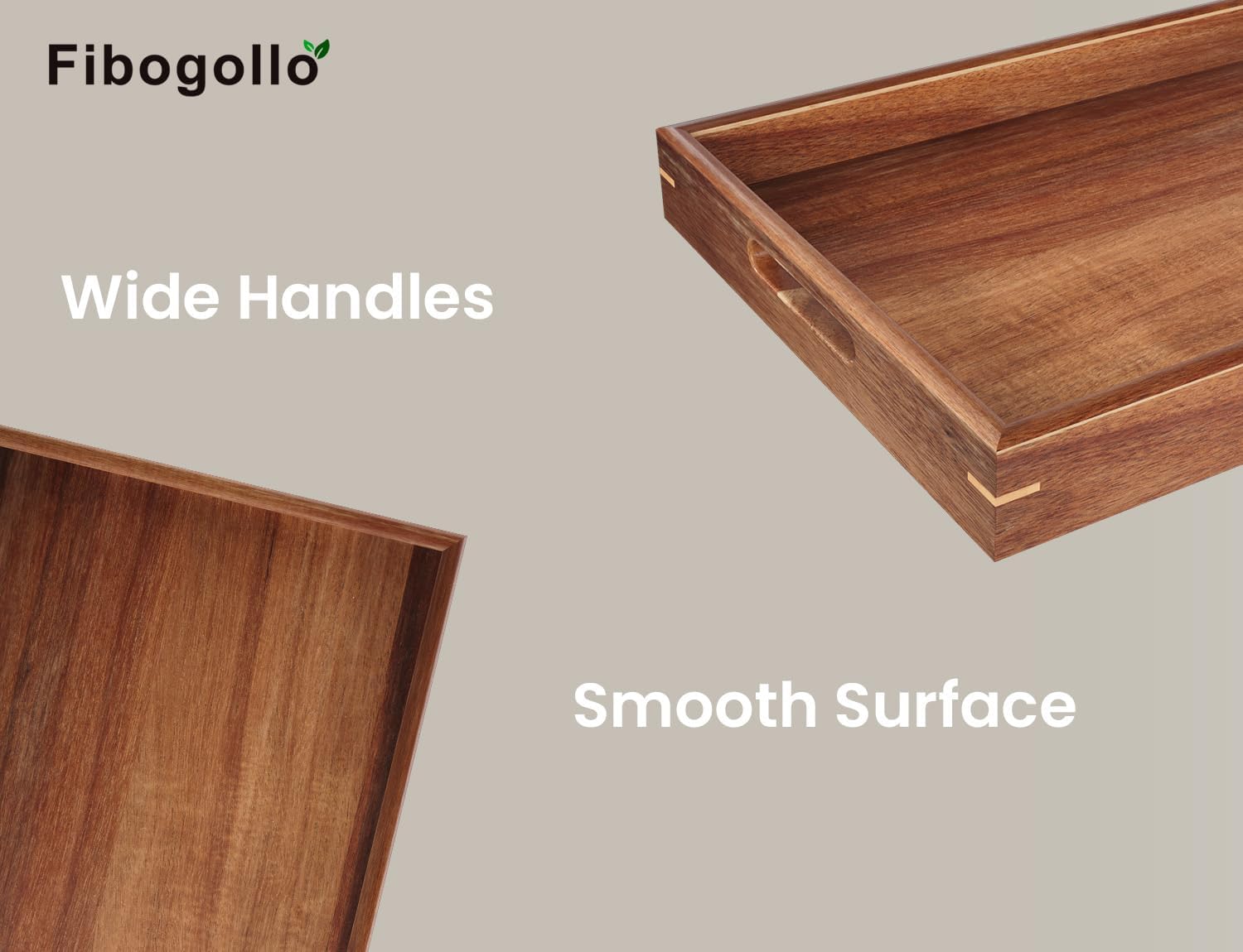 Acacia Wood Serving Tray / Set of 2