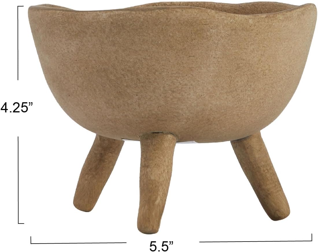 Creative Co-Op Boho Terracotta Footed Planter / Matte Taupe / Set of 4