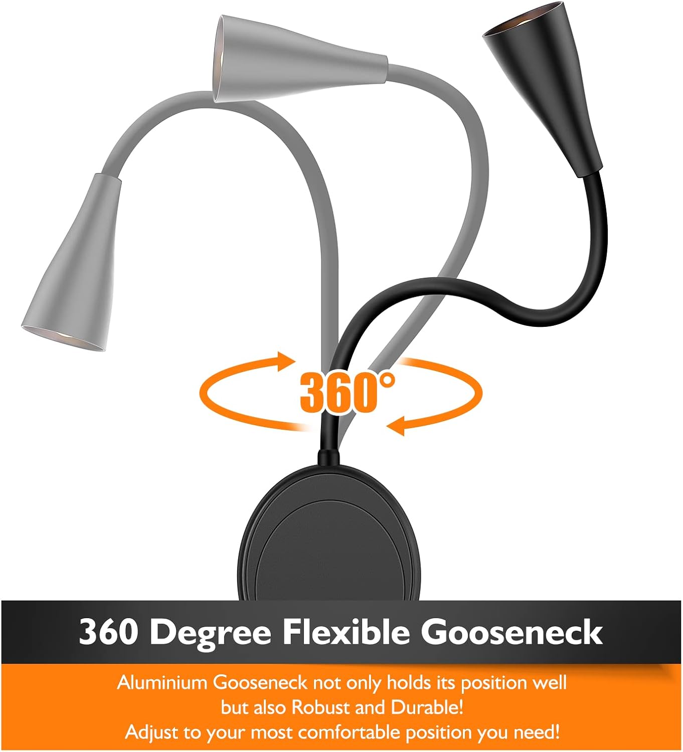 SANKEDOU Wall Mounted Reading Light, Bedside Headboard Lights with 5 Dimming & Color Temperature, USB Output, Night