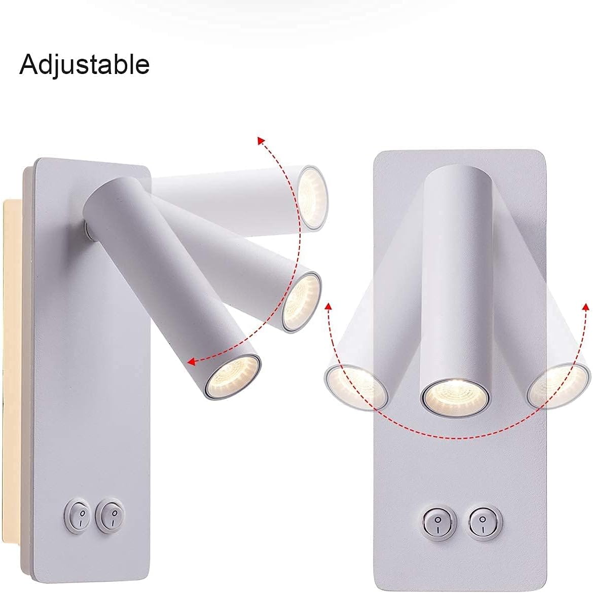 Bedside Reading Lamp Wall Mounted, LED Wall Reading Lights for Bed, Plug in Wall Sconce Set of 2, Bed Reading Light 3W