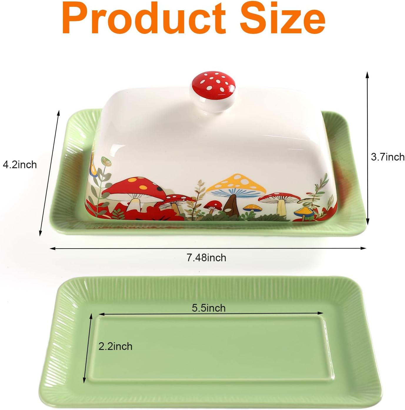 Ceramic Butter Container Mushroom Decor