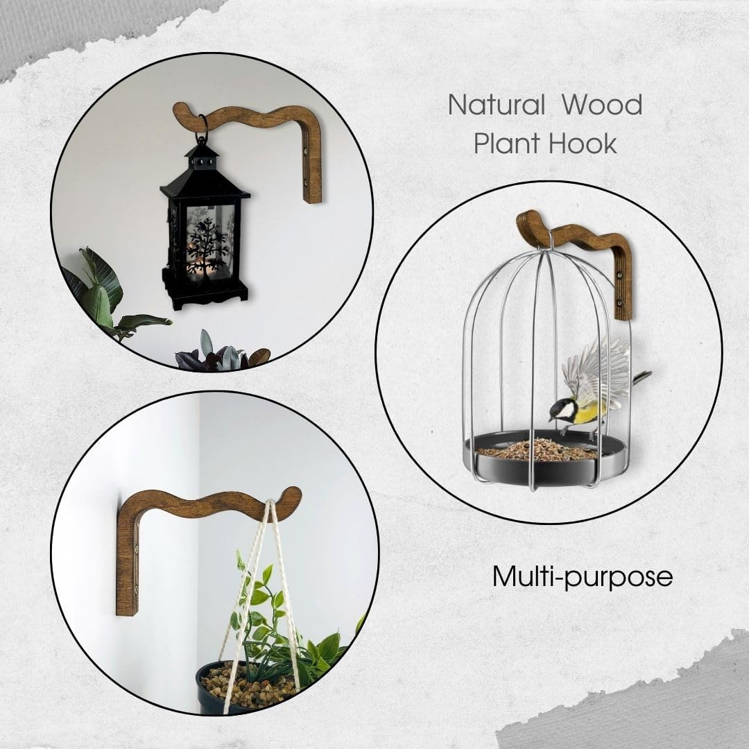 2-Piece Set of Wavy Wooden Wall Planters / Walnut / Wawy / Natural / 6 Inch