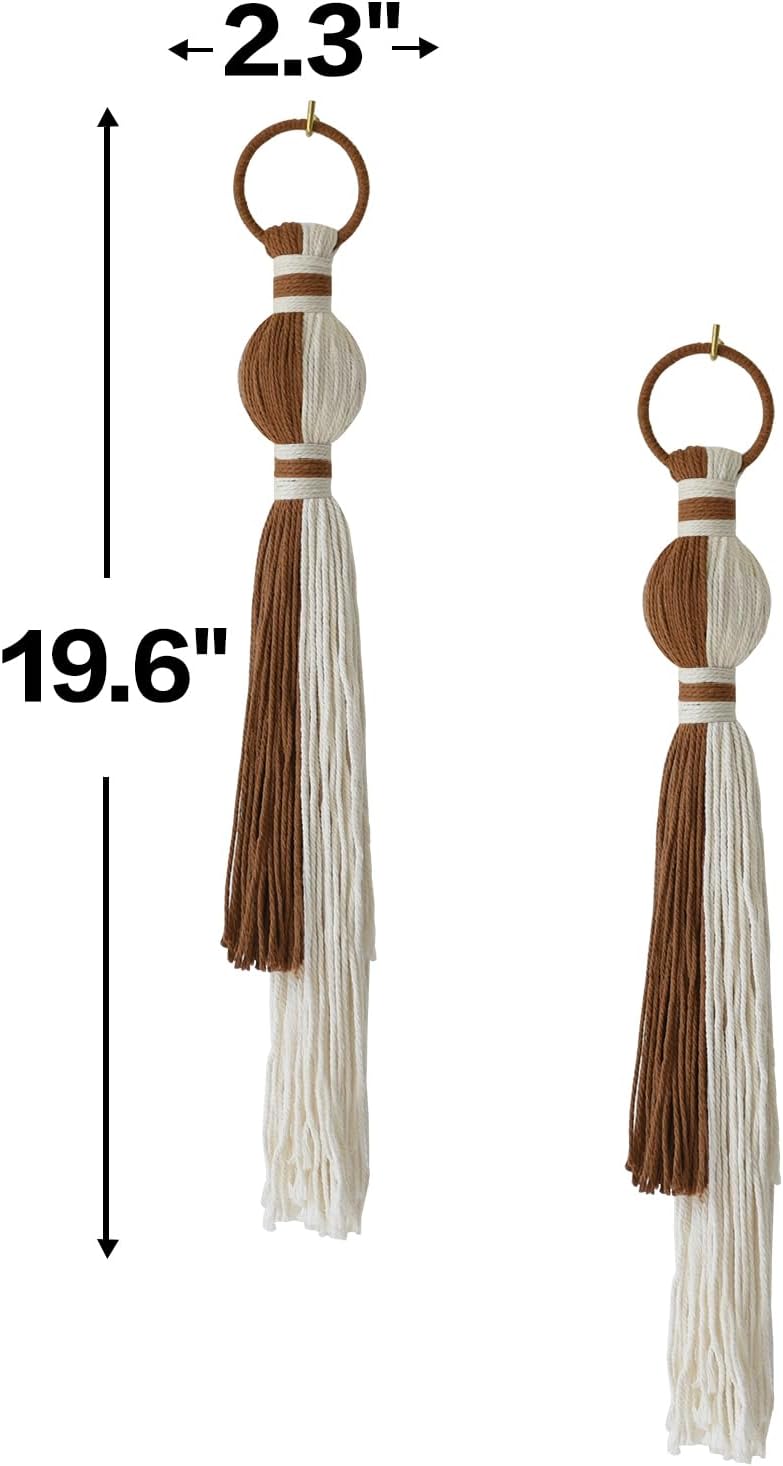 Macrame Wall Hanging Boho Home Decor Fiber Art / Ivory and Brown / Set of 2