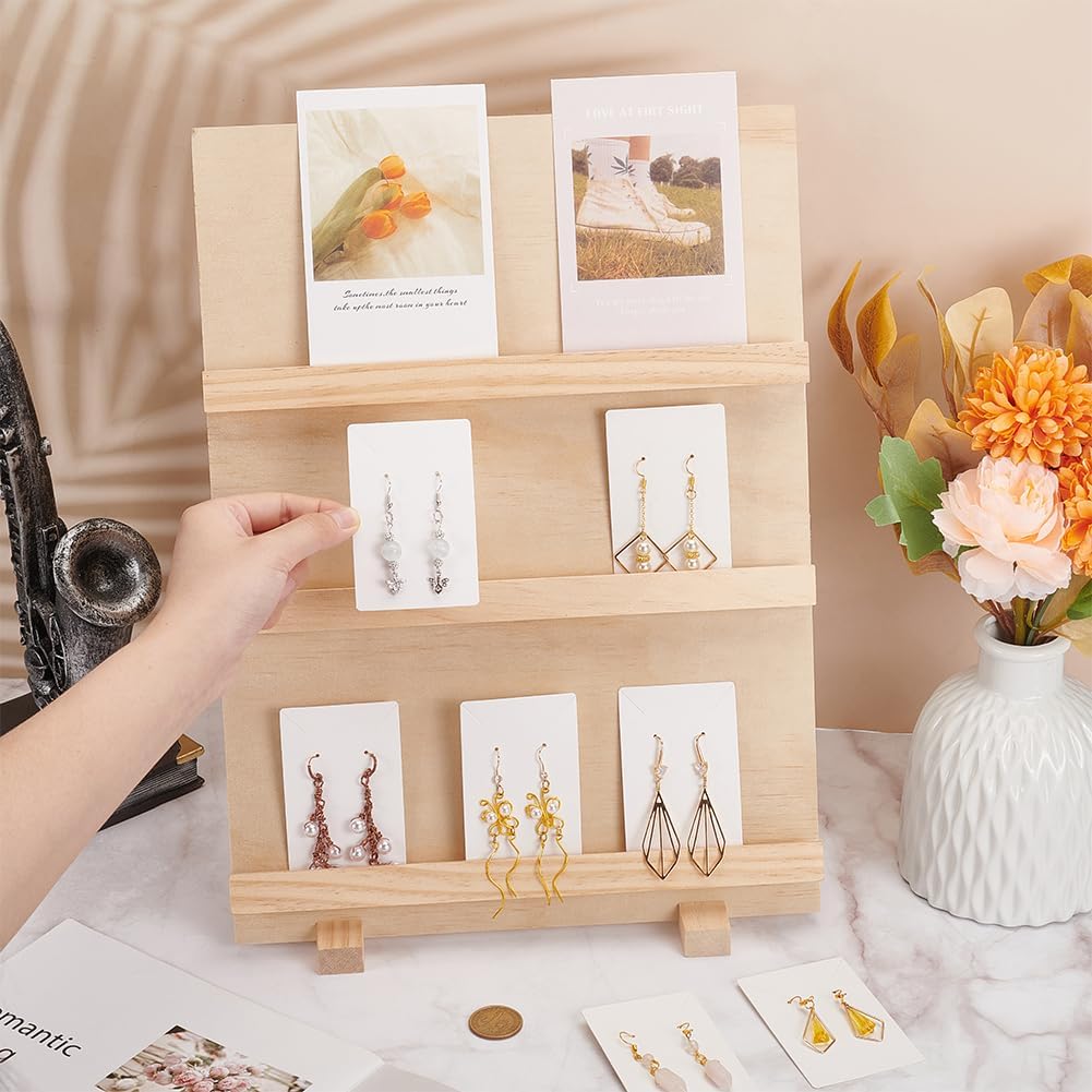 3 Tier Wood Earring Card Holder