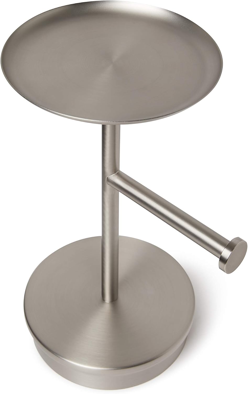 Umbra Portaloo Toilet Paper Stand, Freestanding with Storage, White/Nickel | Steel construction, built-in tray, holds