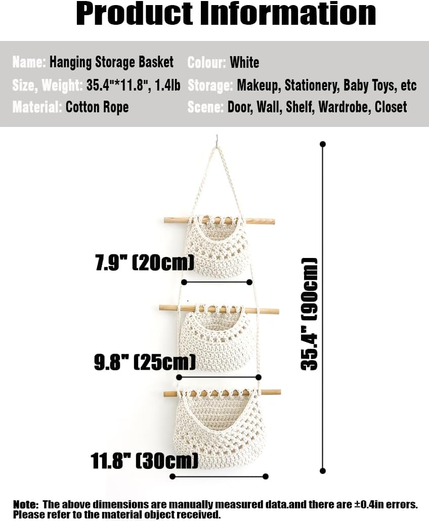 Wall Cotton Hanging Baskets / White