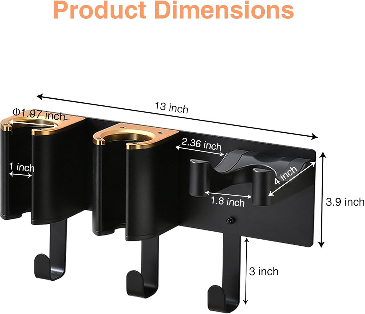 Hair Tool Organizer Wall Mount, Hair Dryer Curling iron Organizer | Hair Tools Holder with Cord Hooks, Straightener